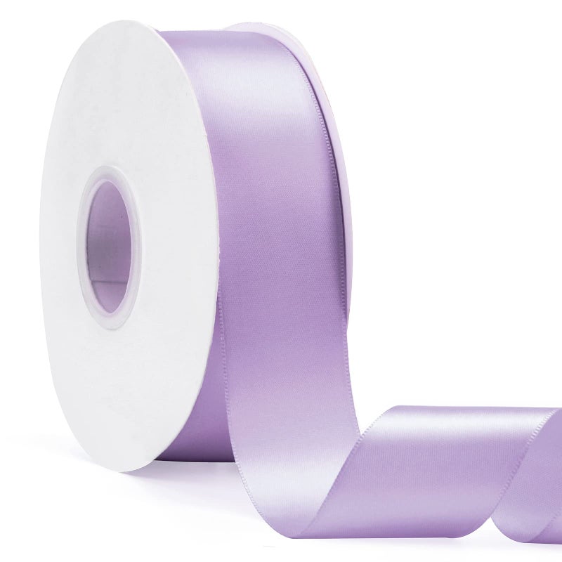 Lemon Park 1-1/2"" x 50Yds Light Purple Double Faced Satin Ribbon High Density Solid Color Ribbon Great for Crafts Gift Wrapping Sewing Wedding&Christmas Decor (1-1/2"" x 50Yds  Light Purple) - Image 1
